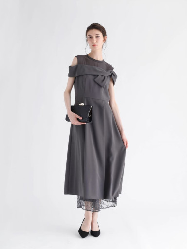☆24FW☆RC オフショルダー フィットドレス/RECTO☆ オフショルダーレースレイヤードドレス - Rire Fete - petirobe