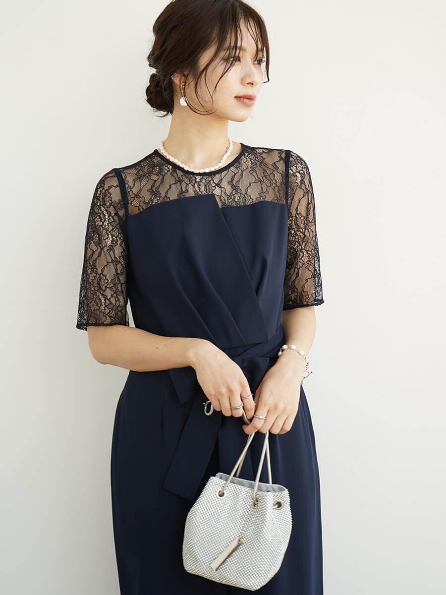 ツイストデザインレースドレス YAMADAYA STORE ツイストデザインレースドレス YAMADAYA STORE