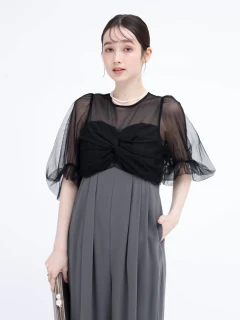 【専用】YAMADAYA ★Rire Fete レース切替ドレス９号✨超美品 ジオメトリックレースパフスリーブドレス - Rire Fete