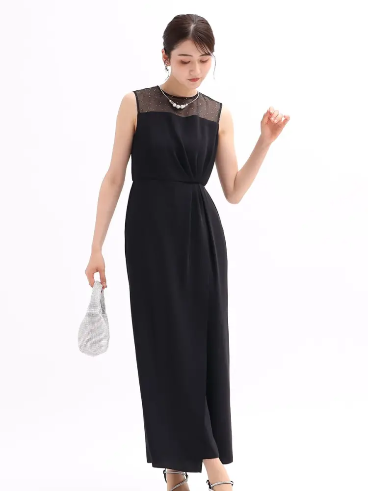 新品　Rire Fete オールインワン 　結婚式　フォーマル　卒業式 リルフェテ Rire Fete レースブラウス×オールインワンレイヤード