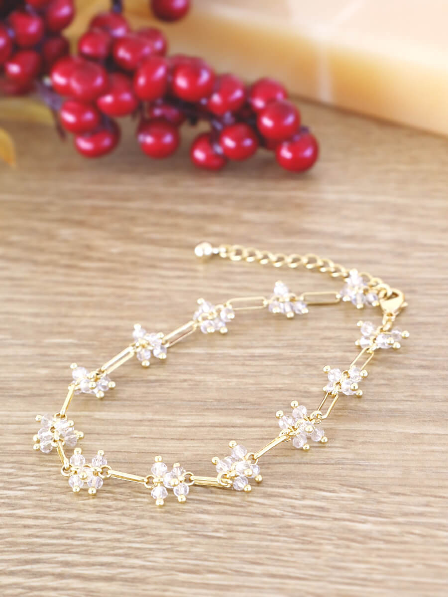 フラワービジューモチーフブレスレット YAMADAYA STORE フラワービジューモチーフブレスレット YAMADAYA STORE