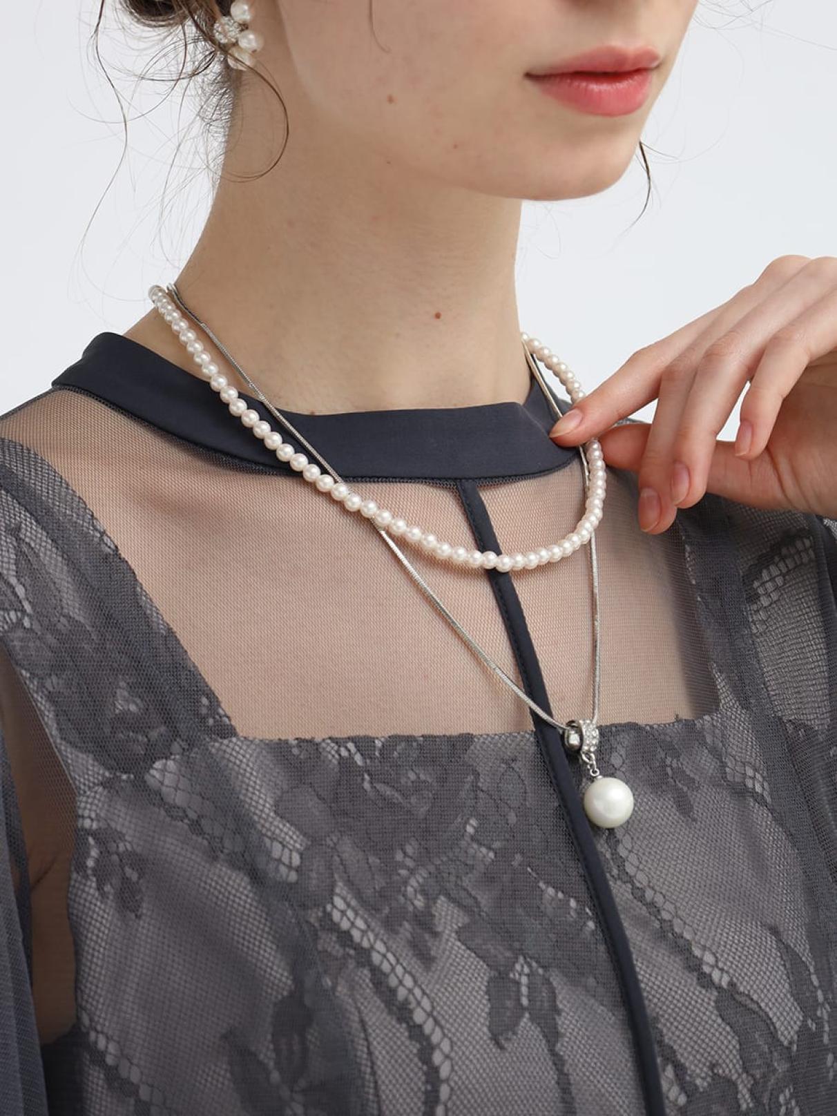 レイヤードパール＆シルバーネックレス - PECHINCHAR - petirobe