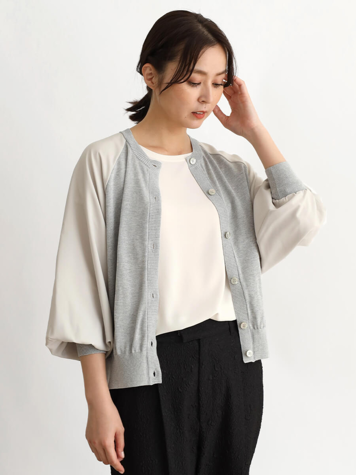 LASUD｜袖シフォンニットカーディガン | Rakuten Fashion(楽天