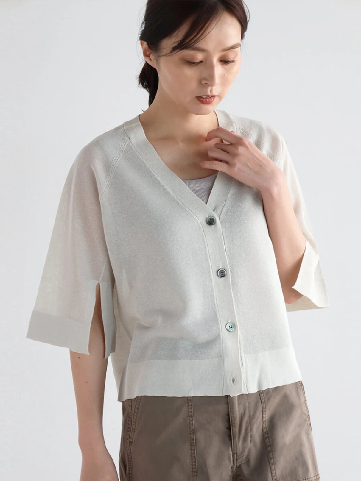 【新品未使用】ヤマダヤ　CLOVE 袖シフォンニットカーディガン　黒 ヤマダヤ 福袋 CLOVE 袖シフォンニットカーディガン 切り替え