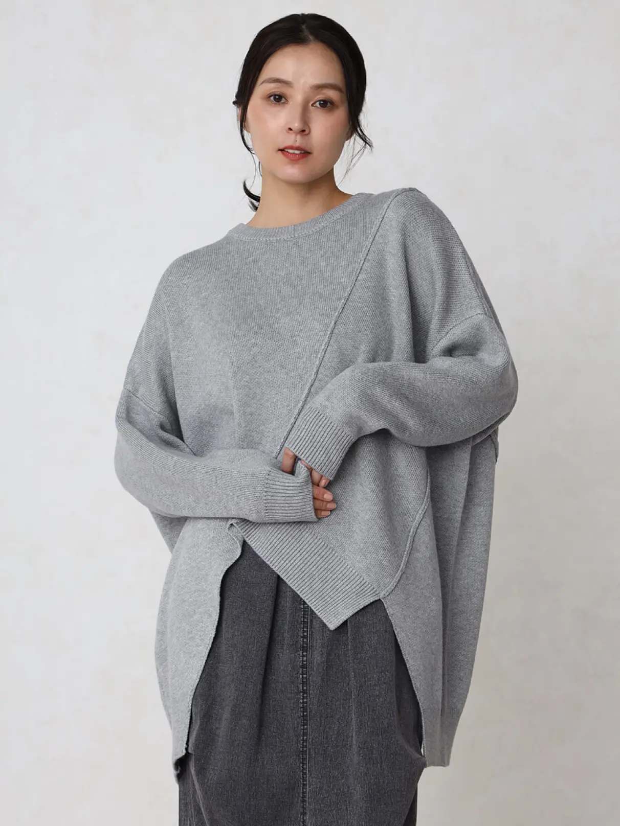 まみちゃん　eニット　グレー ステッチドルマンニット - CLOVE - CLOVE｜YAMADAYA STORE