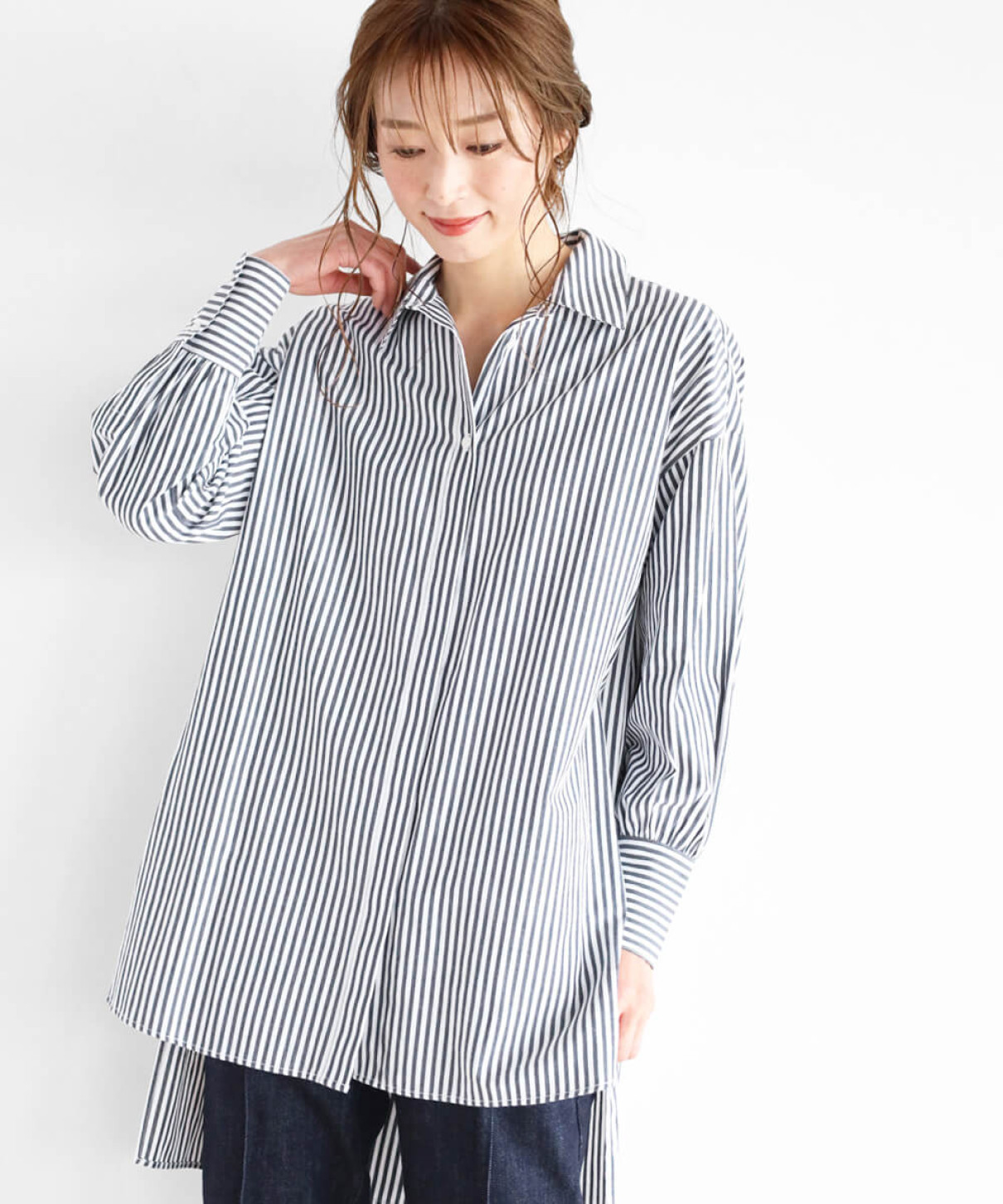 サイドスリットロングシャツ ストライプ Clove Yamadaya Onlinestore