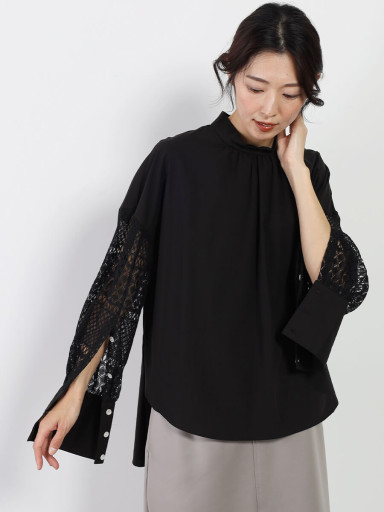 [ねこ] Greed International レースブラウス Shiny Flower Jacquard Frill Blouse｜Greed International