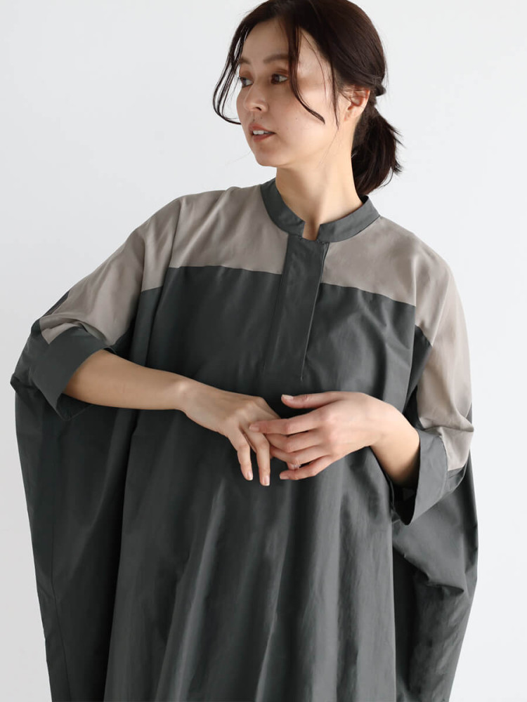 ヤマダヤ fennel☆ジャガードチュニックジレ 2way 新品 24000円 ブルー 【SAREGA(サレガ)】綿ジャガード無地チュニックブラウス