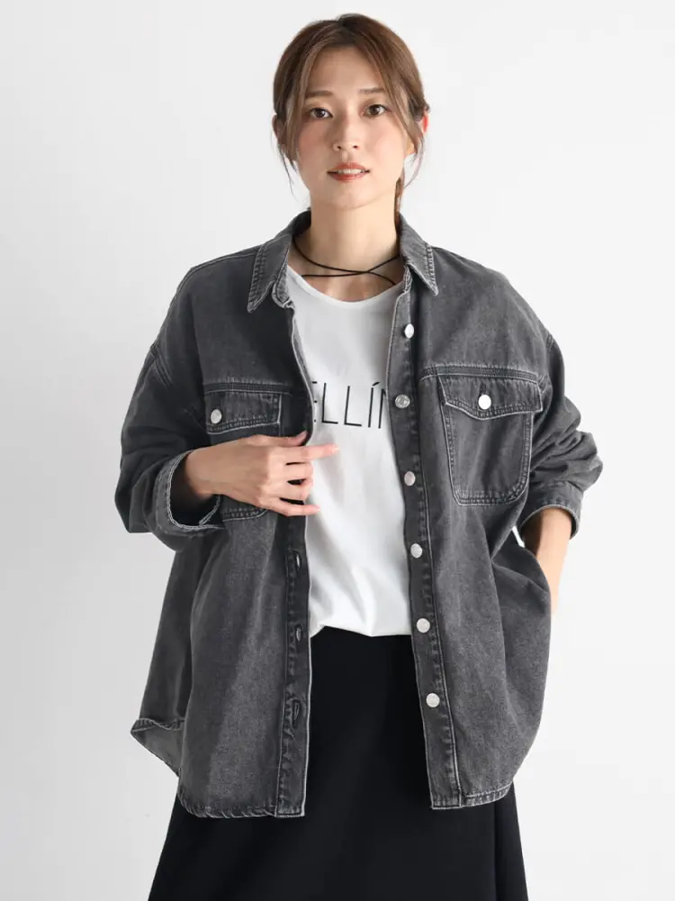 新品 ヤマダヤ CLOVE バックタック 切替 チュニック ブラウス ブラック フラウグラット 一枚でパッと華やぐ 袖刺しゅうの 着映え