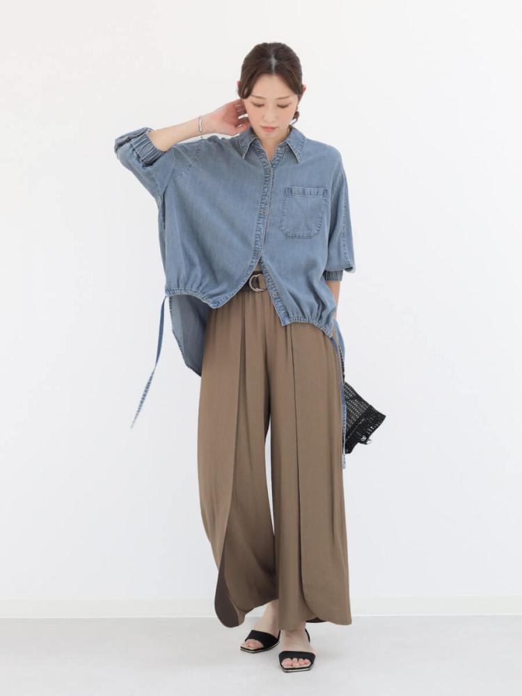 【新品】テンセルドロストシャツ CLOVE デニムシャツ 9号 ブルー 7/21 9:00まで】【大人気アイテム入荷！/ セットアップ可能】ドロスト