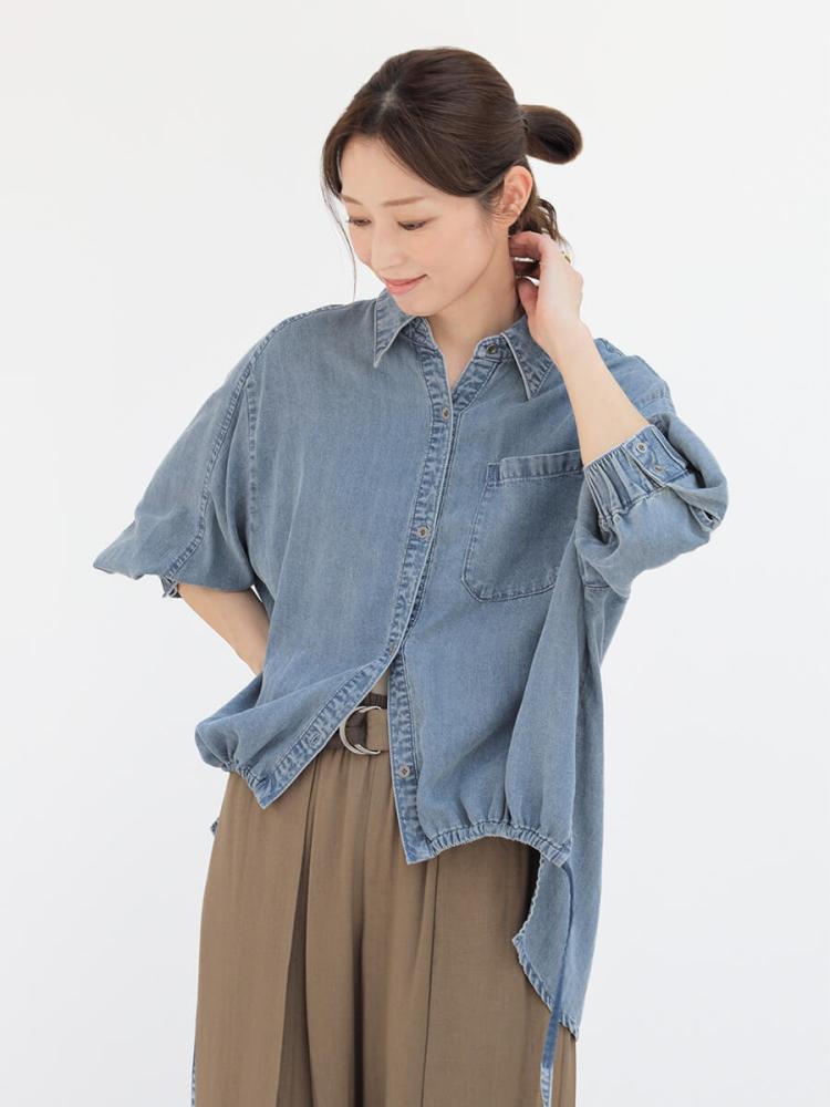 【新品】テンセルドロストシャツ CLOVE デニムシャツ 9号 ブルー 7/21 9:00まで】【大人気アイテム入荷！/ セットアップ可能】ドロスト