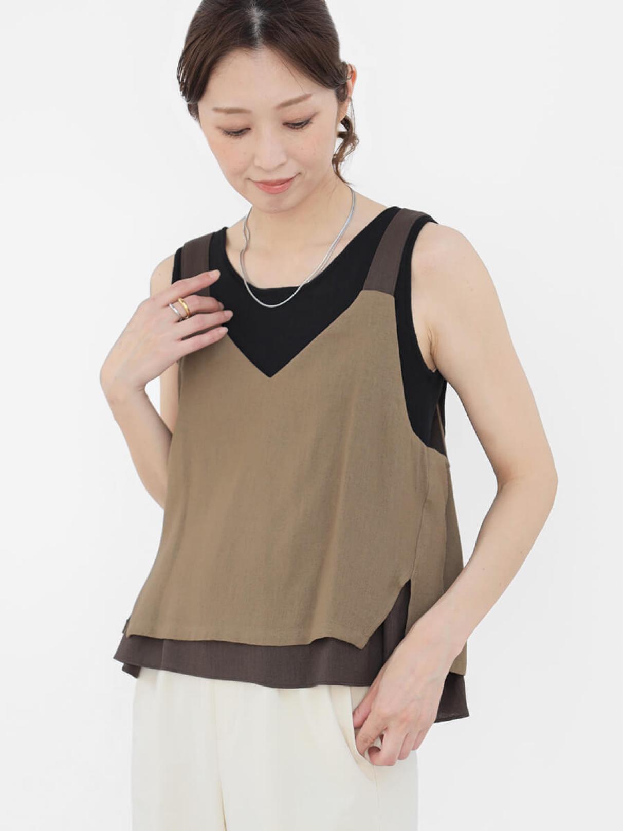 セットアップ可能】バイカラーサイドスリットビスチェ - CLOVE - CLOVE