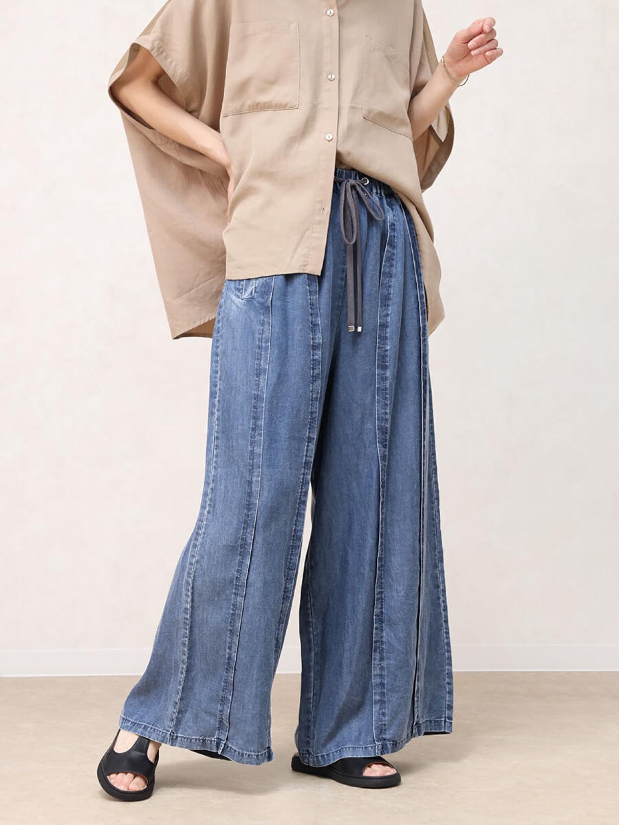 タックデザインテンセルデニムパンツ - CLOVE - CLOVE｜YAMADAYA STORE