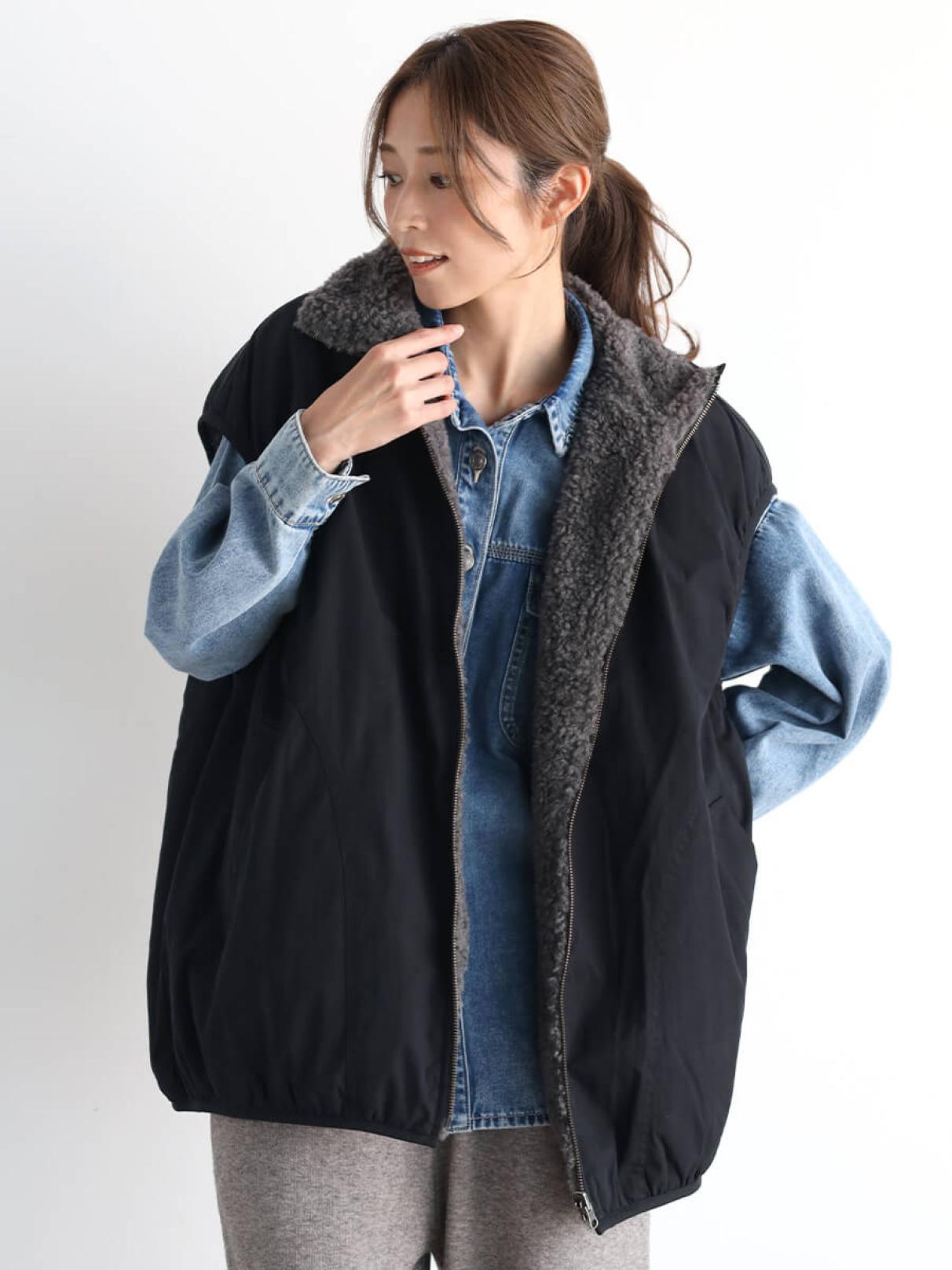 匿名送込新品●ヤマダヤ　ラディエイト　ファーベスト　ボアベスト■チャコールグレー 匿名送込新品○ヤマダヤ ラディエイト ファーベスト ボアベスト