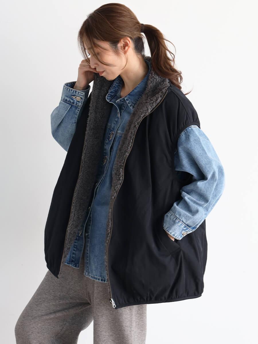 リバーシブルボアベスト YAMADAYA STORE リバーシブルボアベスト YAMADAYA STORE