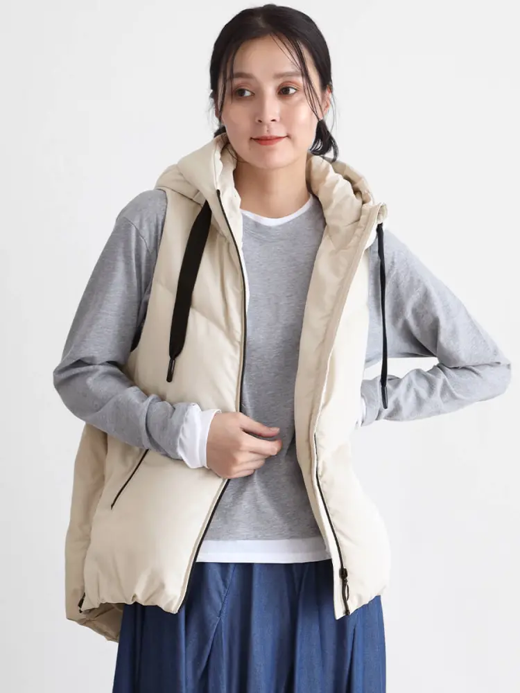 ヤマダヤ☆スール7☆ファー付きダウンベスト　新品 クローブ CLOVE ソフトツイルダウンベスト （オフホワイト） -靴