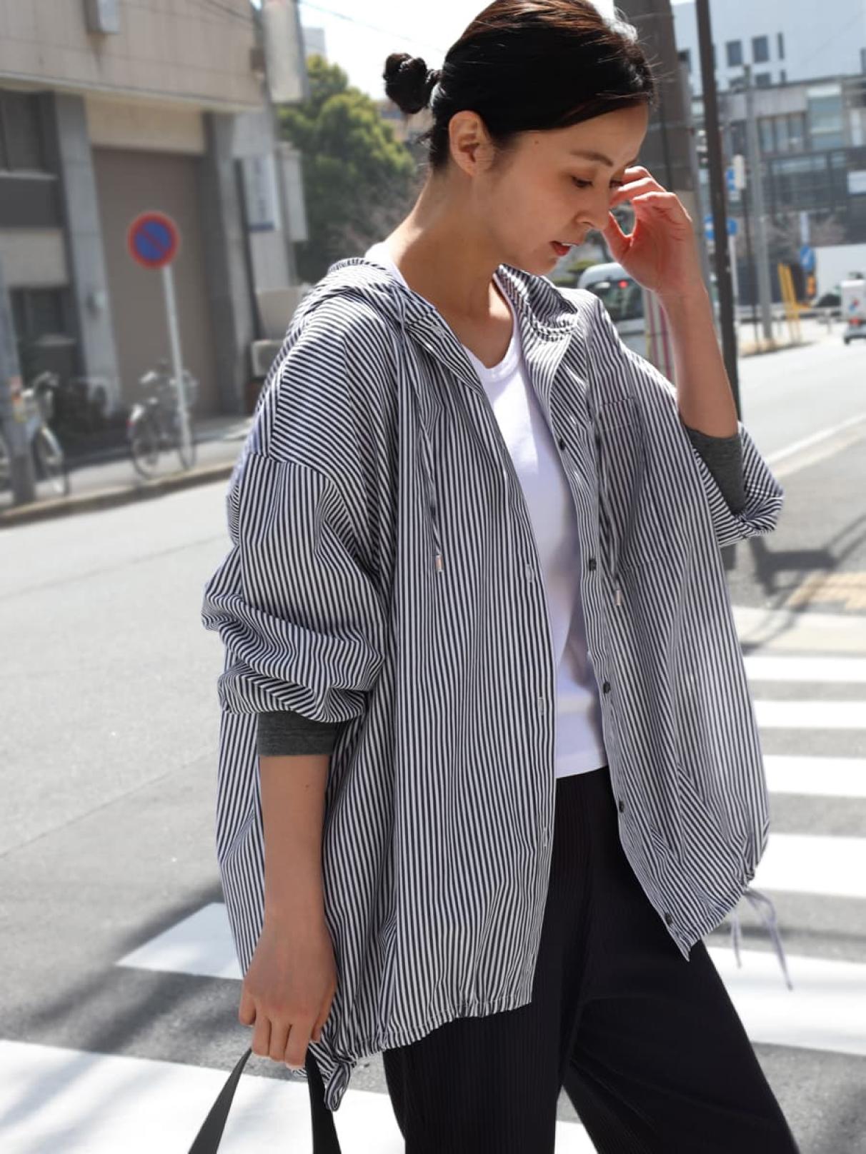 ストライプオーバーフーディーシャツ - CLOVE - CLOVE｜YAMADAYA STORE