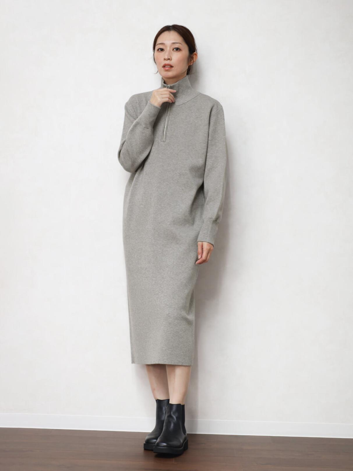 iver & isla ニットワンピース　2Y ハーフジップIラインニットワンピース - CLOVE - CLOVE｜YAMADAYA STORE