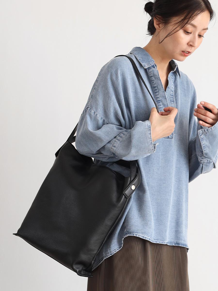 カウレザー2wayハンドルトートバッグ(greige,black) YAMADAYA STORE カウレザー2wayハンドルトートバッグ(greige,black) YAMADAYA STORE