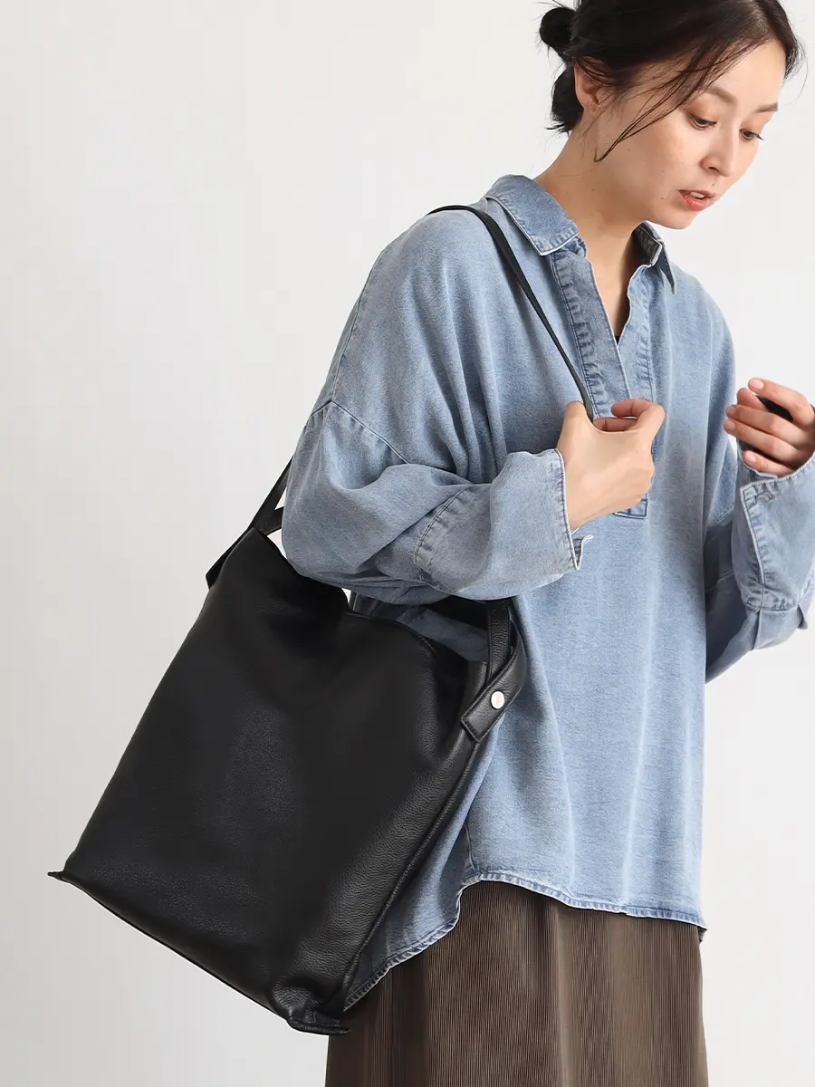 カウレザー2wayハンドルトートバッグ(greige,black) - CLOVE - CLOVE