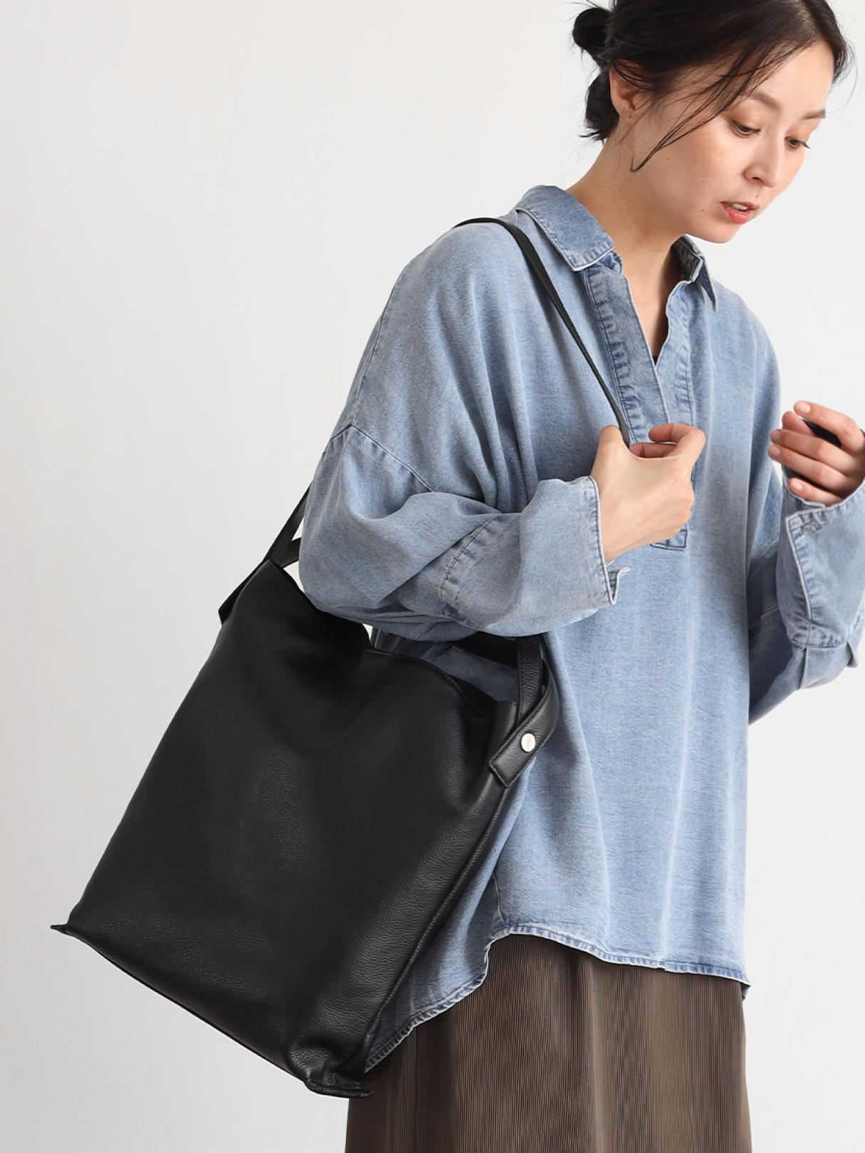 カウレザー2wayハンドルトートバッグ(greige,black) - CLOVE - CLOVE