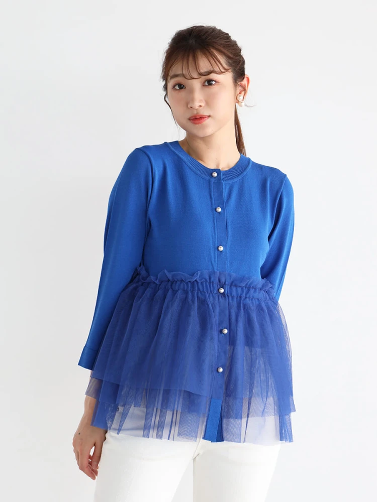 パール付へプラムジレ パール風ボタン付ペプラムベスト 通販【ニッセン】