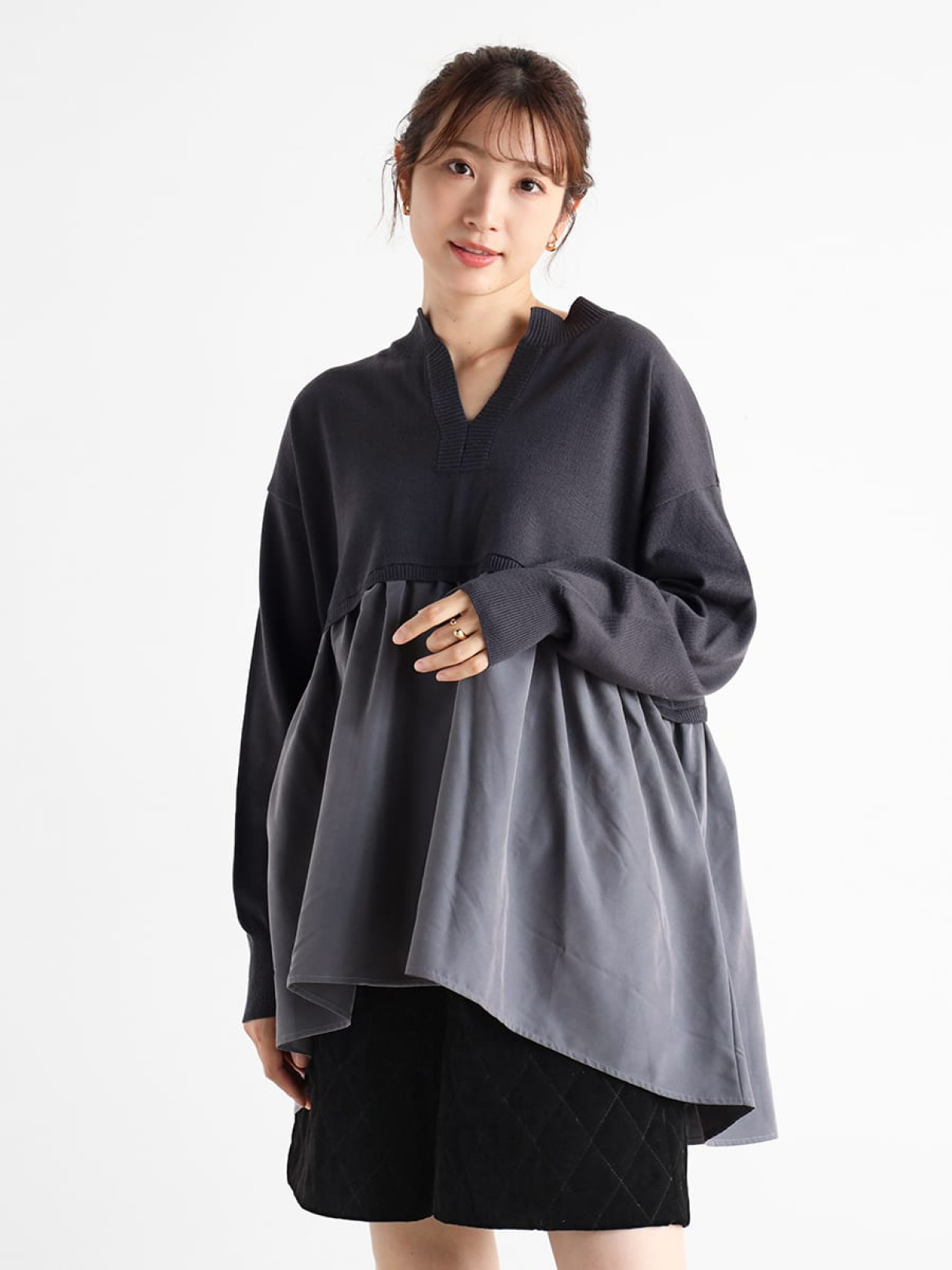 ニットサテンドッキングトップス - Vin - Vin｜YAMADAYA STORE