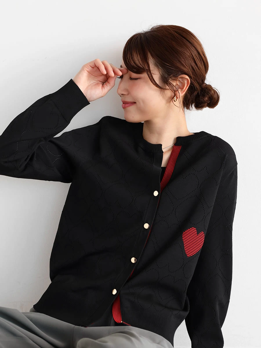 【完売品】ヤマダヤ　vin ハート刺繍 ブラックニットカーディガン 081122656_29.webp