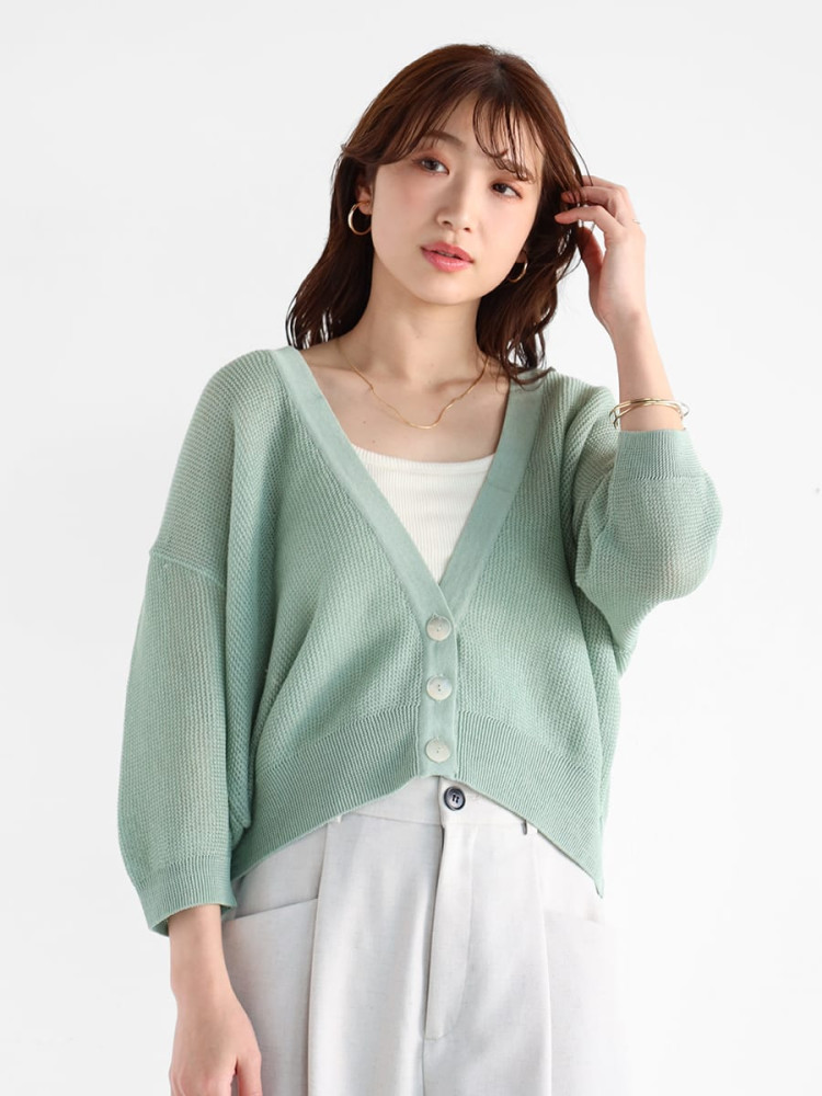 コットンメッシュニットカーディガン - Vin - Vin｜YAMADAYA STORE