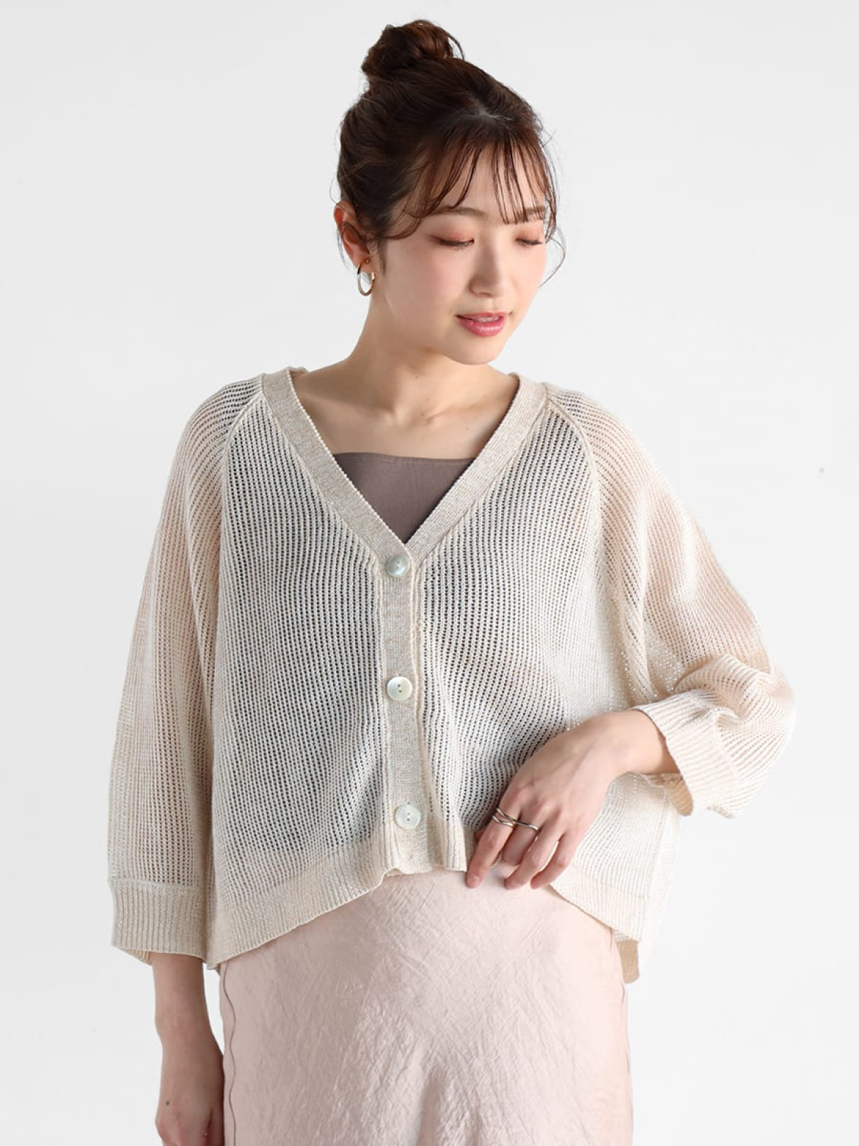 ラメ混メッシュショートカーディガン - Vin - Vin｜YAMADAYA STORE