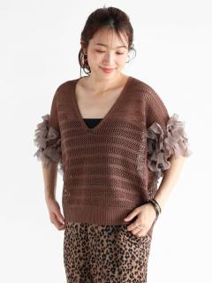袖リボンメッシュニット - Vin - Vin｜YAMADAYA STORE