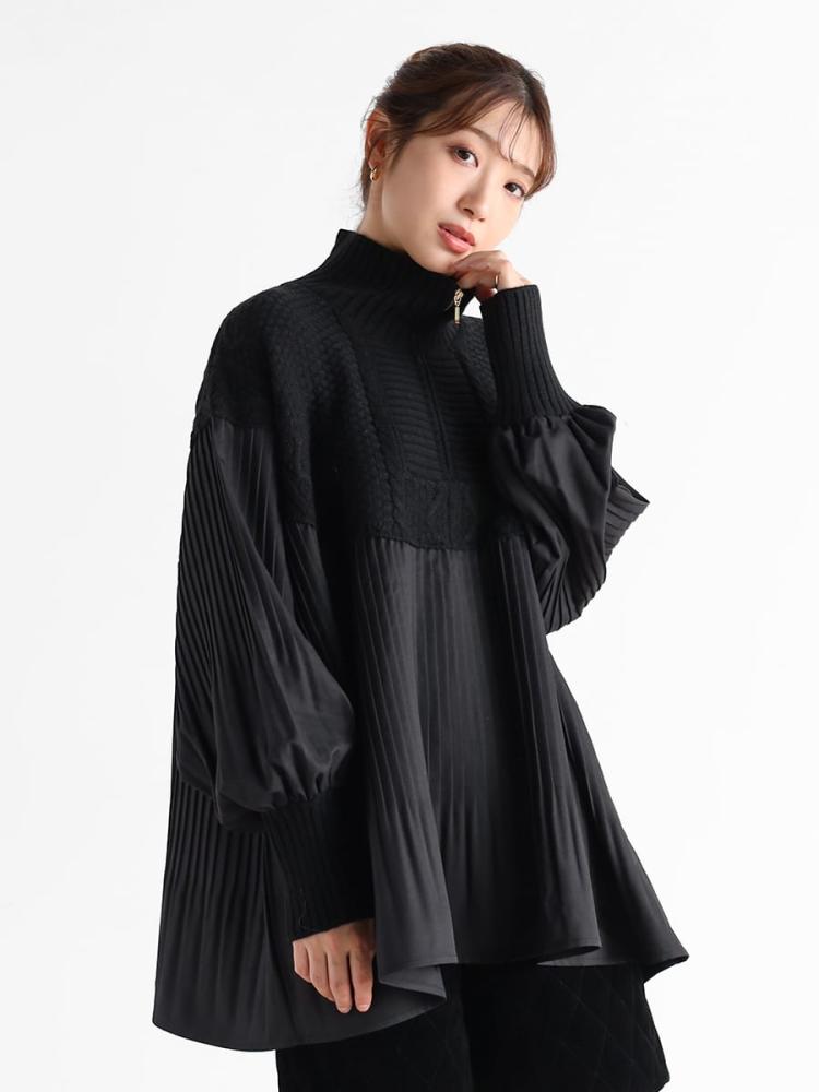 ヤマダヤ vin ケーブルニットドッキングプリーツブラウス ケーブルニットドッキングプリーツブラウス - Vin - Vin｜YAMADAYA STORE