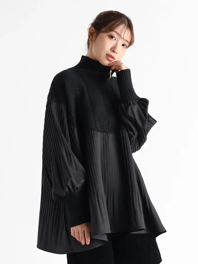 ヤマダヤ vin ケーブルニットドッキングプリーツブラウス ケーブルニットドッキングプリーツブラウス - Vin - Vin｜YAMADAYA STORE