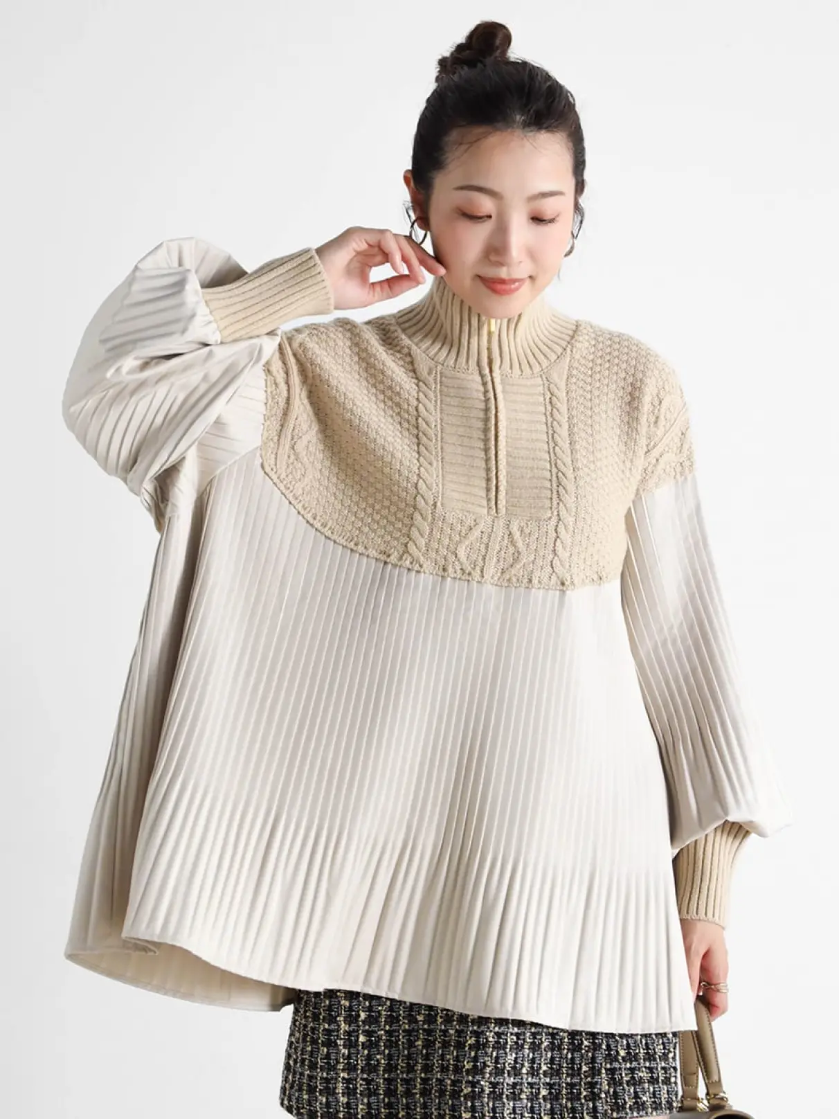 ヤマダヤ vin ケーブルニットドッキングプリーツブラウス ケーブルニットドッキングプリーツブラウス - Vin - Vin｜YAMADAYA STORE
