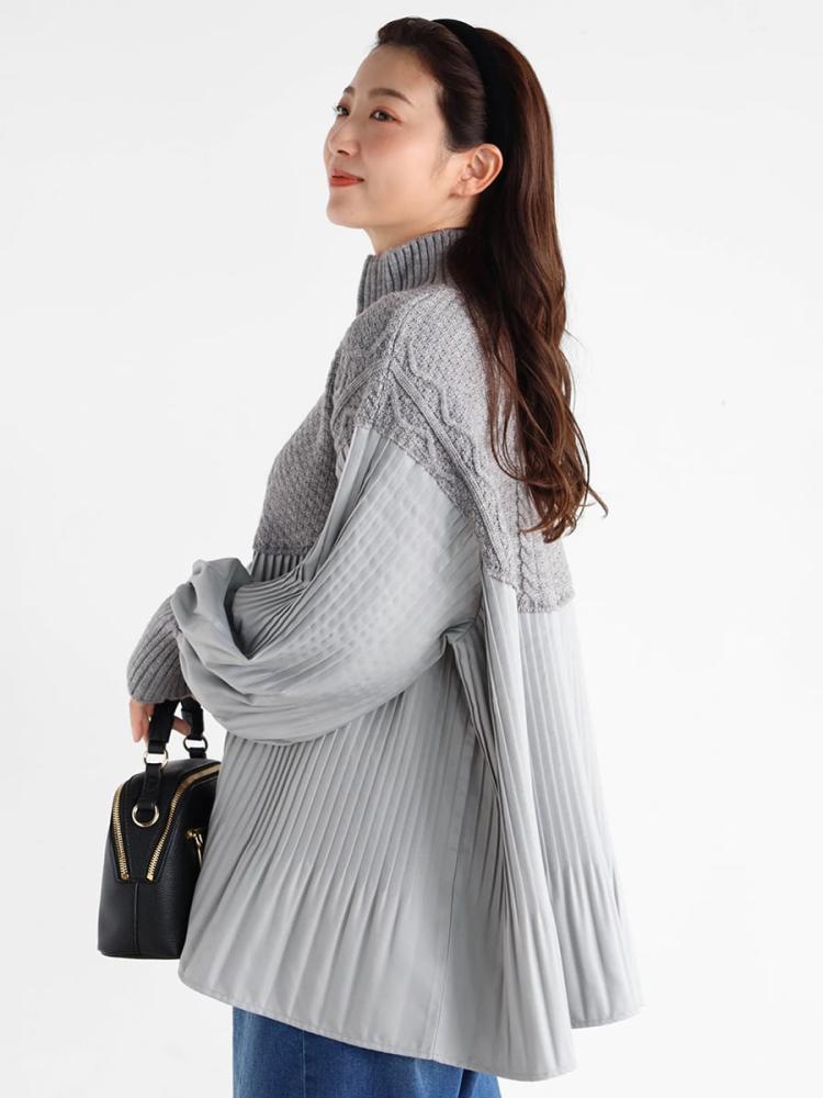 ケーブルニットドッキングプリーツブラウス - Vin - Vin｜YAMADAYA STORE