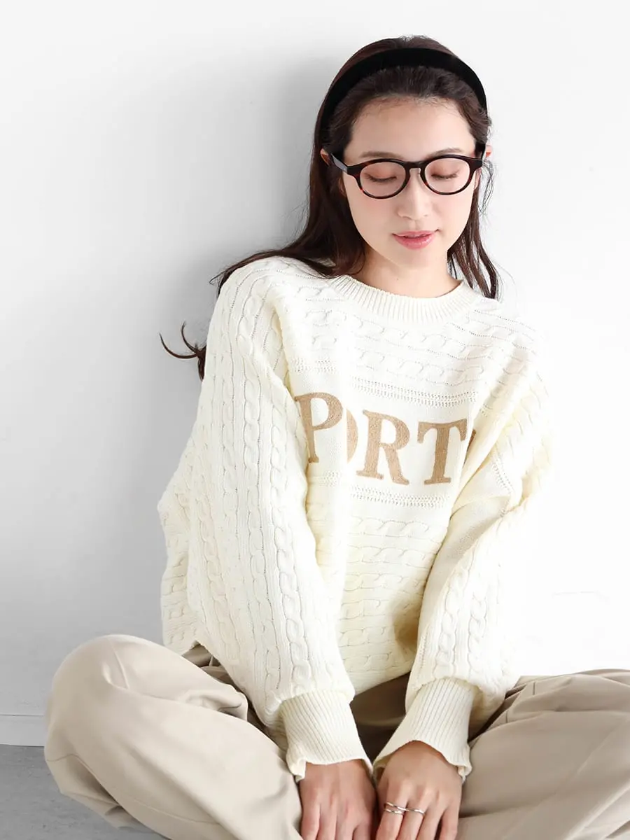 カフスボタンロゴケーブルニット - Vin - Vin｜YAMADAYA STORE