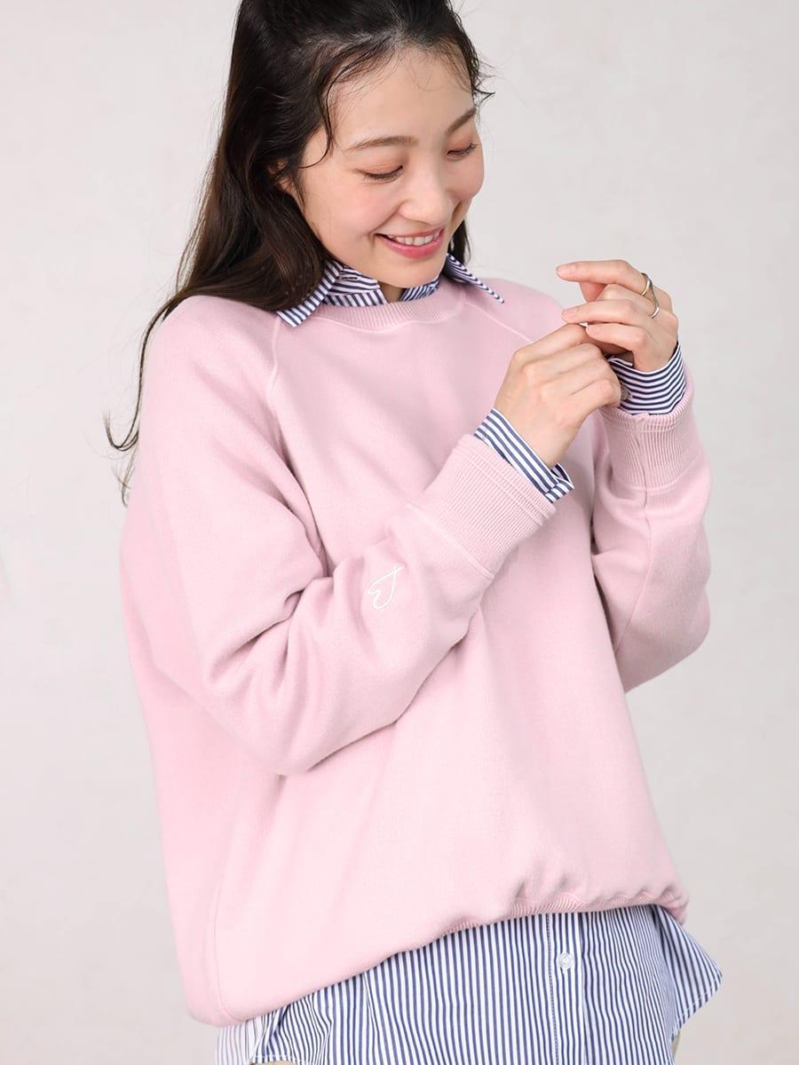 ワンポイント刺繍ニットプルオーバー