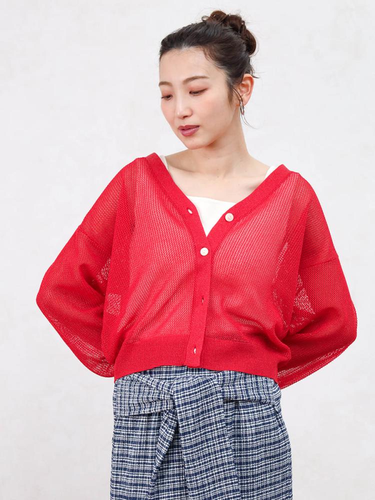 ラメメッシュVネックカーディガン - Vin - Vin｜YAMADAYA STORE