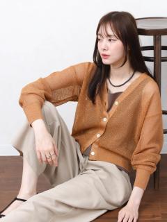 ラメメッシュVネックカーディガン - Vin - Vin｜YAMADAYA STORE