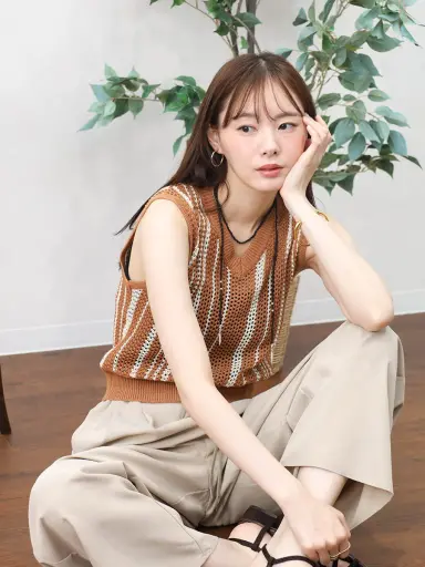 ランダムストライプノースリーブニット - Vin - Vin｜YAMADAYA STORE
