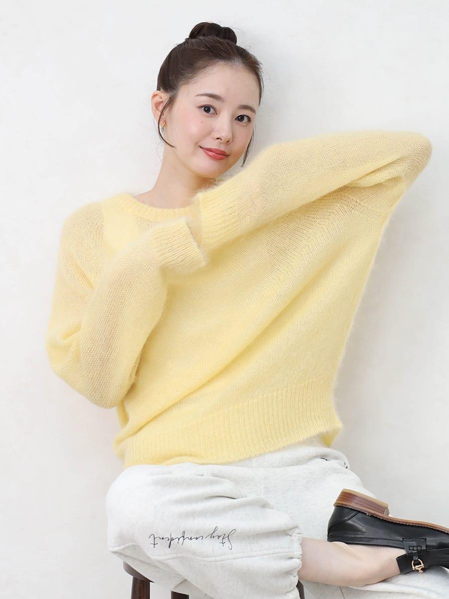モヘアブレンドクルーネックニット