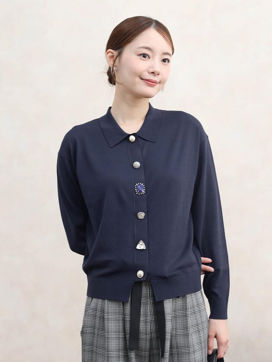デザインボタンニットカーディガン - Vin - Vin｜YAMADAYA STORE