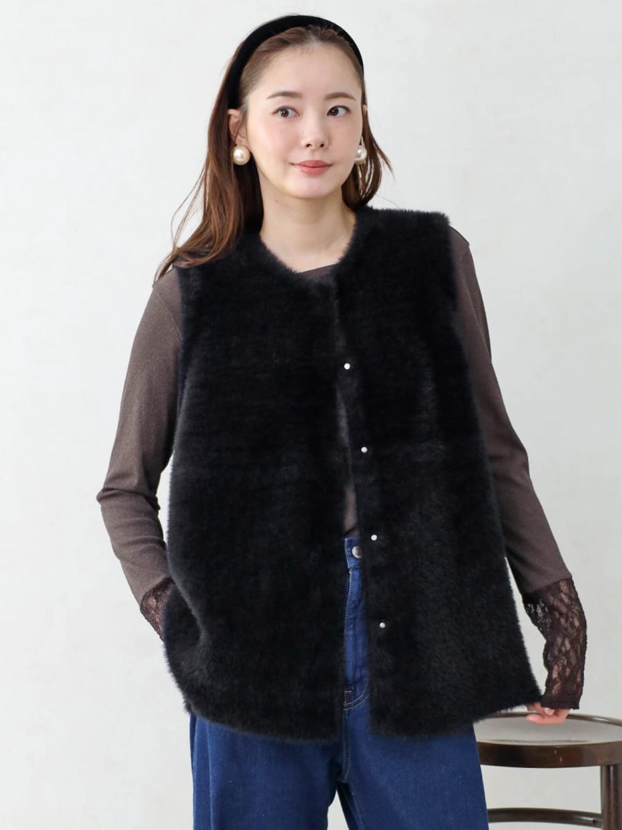 Aラインフェザーヤーンニットベスト - Vin - Vin｜YAMADAYA STORE