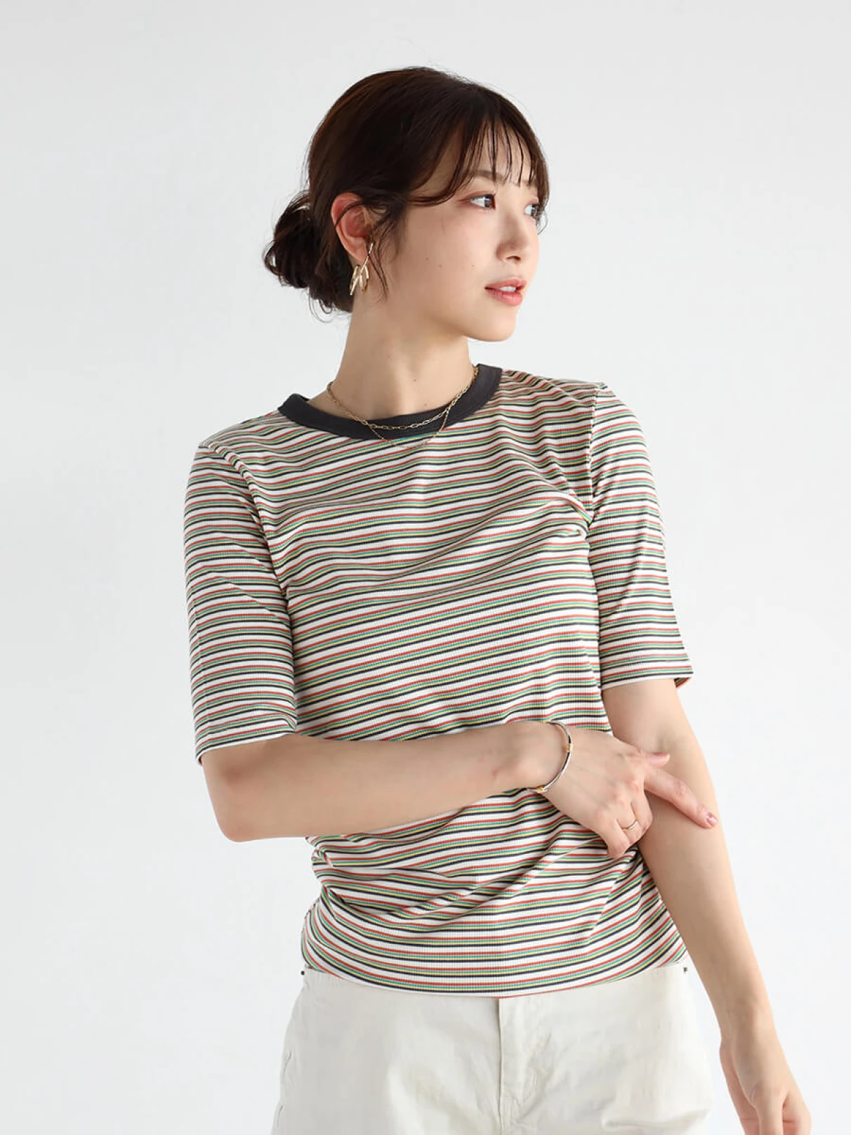 マルチボーダーリブTシャツ - Vin - Vin｜YAMADAYA STORE