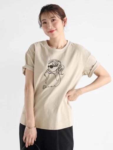 新品　ヤマダヤ　VIN ヴァン　レディモチーフ刺繍　Tシャツ　半袖　シャツ　今季 レディモチーフ刺繍Tシャツ - Vin - Vin｜YAMADAYA STORE