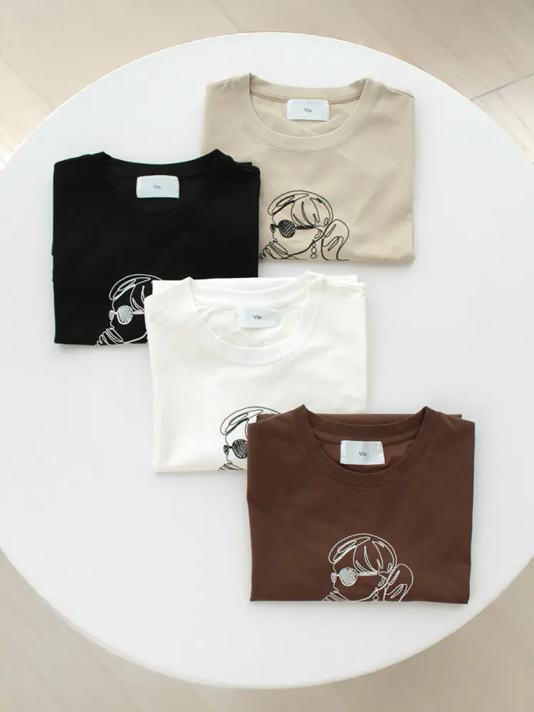 レディモチーフ刺繍Tシャツ - Vin - Vin｜YAMADAYA STORE