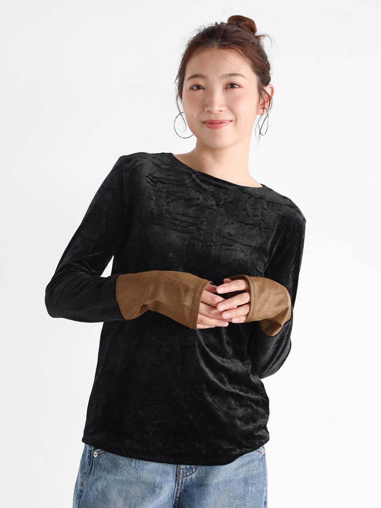 トップス Saya シアードッキングクラッシュベロアトップス - Vin - Vin