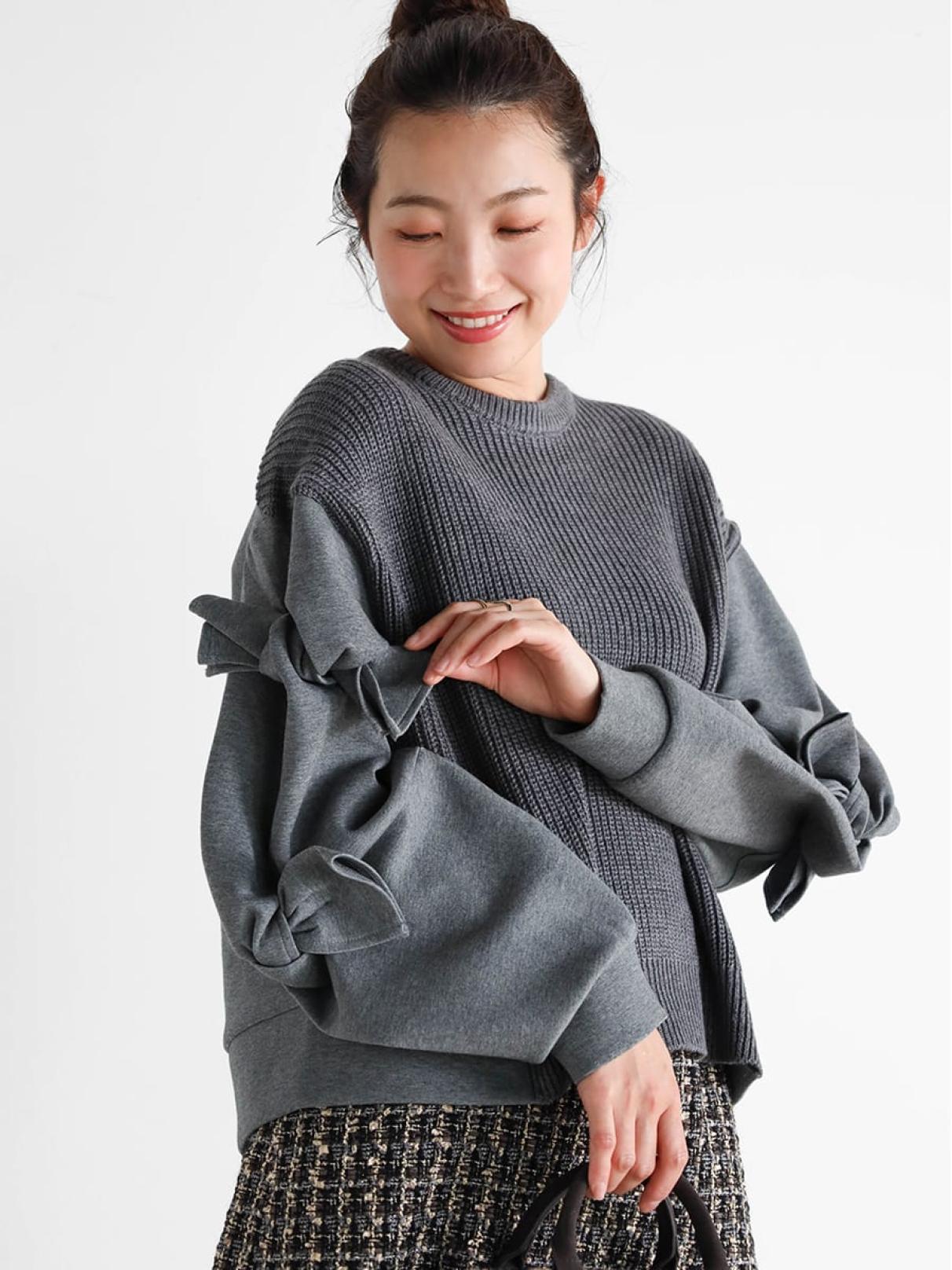 異素材切り替えデザインスリーブプルオーバー - Vin - Vin｜YAMADAYA STORE