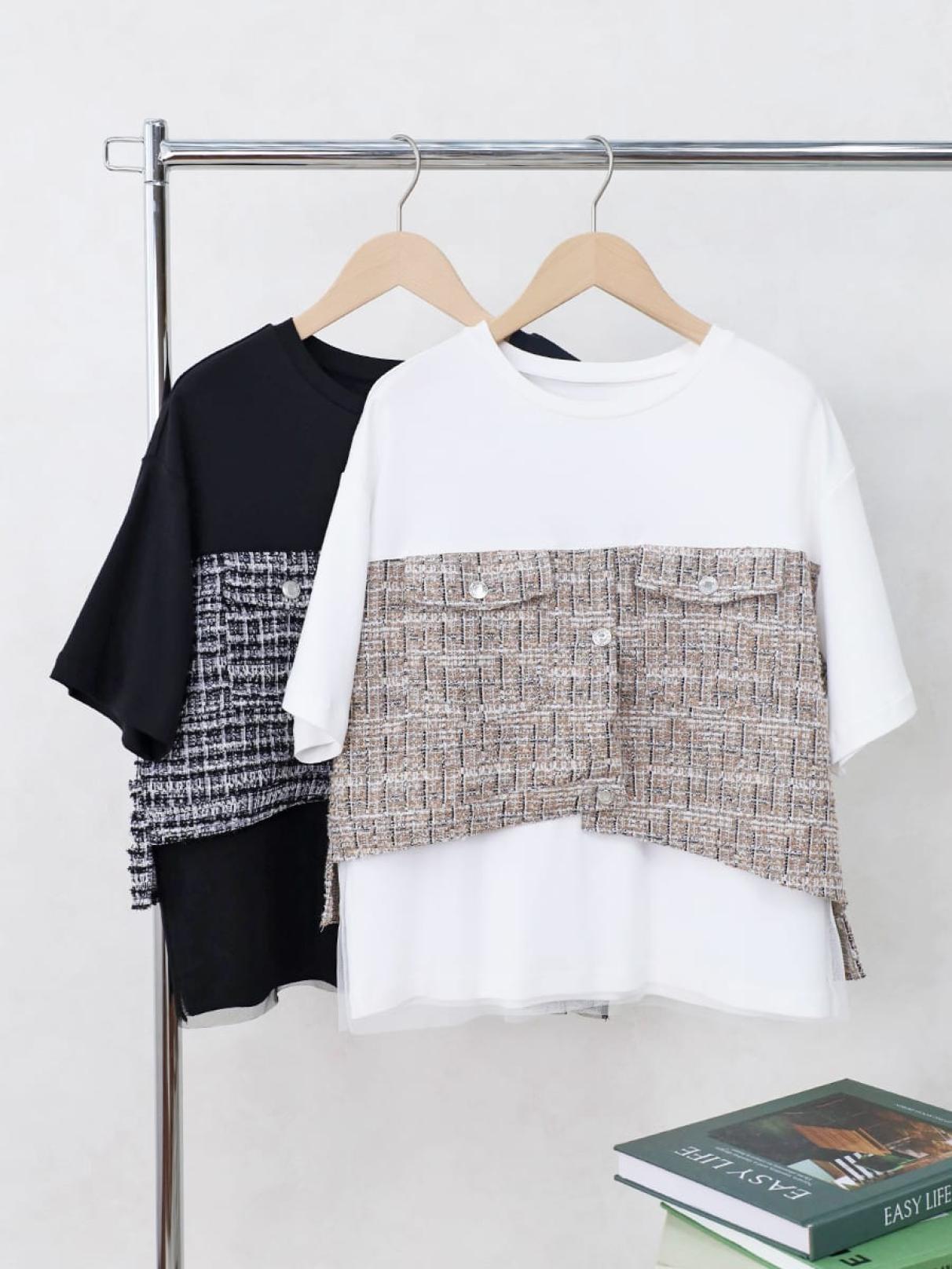 ツイード＆チュールドッキングTシャツ - Vin - Vin｜YAMADAYA STORE