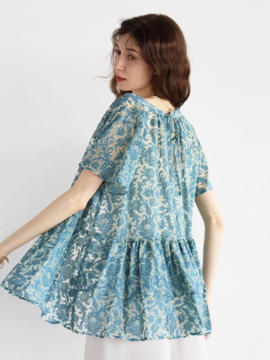 新品　YAMADAYA ヤマダヤ　Ample ペイズリープリントブラウス ペイズリープリントシアーブラウス - Ample - Vin｜YAMADAYA STORE